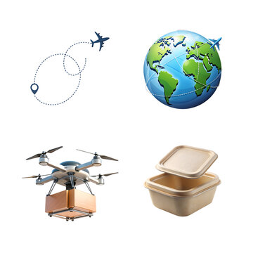 Food delivery drone isolated on transparent background
