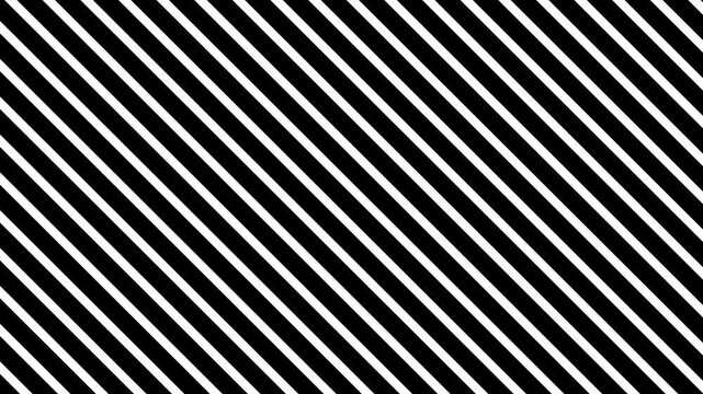 Diagonal striped line motion background, black and white pattern animation, abstract parallel lines