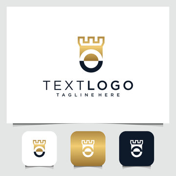 Logo abstarct O design template with golden castle and letter