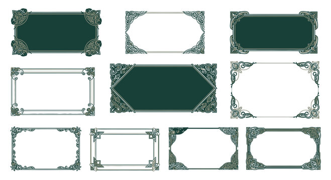 Ornate Decorative Borders and Frames - Vintage Swirl Corner Elements