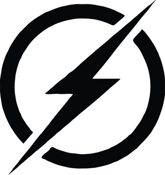 Lightning bolt circle icon vector electric power energy charging flash symbol