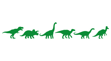 Fototapeta premium Green dinosaur silhouette set on white background
