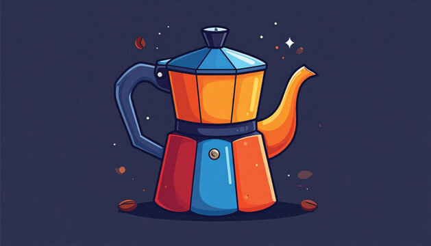 Colorful illustration of a coffee pot.