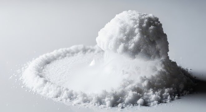 Close-up of highly concentrated saline solution evaporating, leaving behind a thick layer of coarse mineral crystals, mineral, background, chemistry