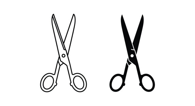 Simple black pair of scissors open and closed