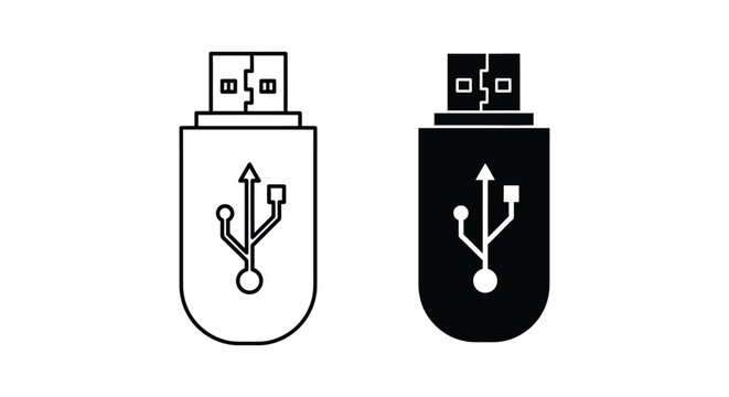 Usb flash drive icons with connectors