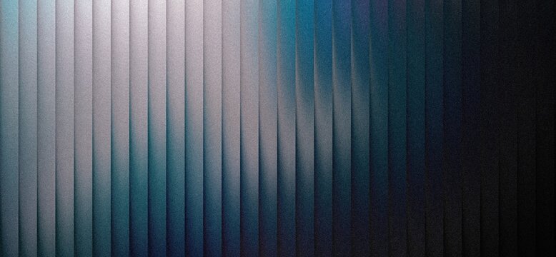 Grainy ribbed abstract background with vertical textured lines and a gradient transition from light silver to dark blue and black