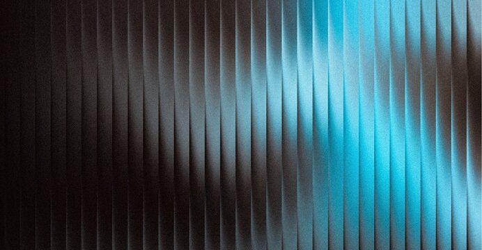 Grainy ribbed abstract background with vertical stripes and a glowing blue light effect