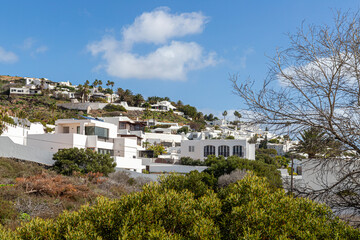 Obraz premium Traditional whitewashed houses in the village of Nazaret near Teguise in the Canary Island of Lanzarote, Spain