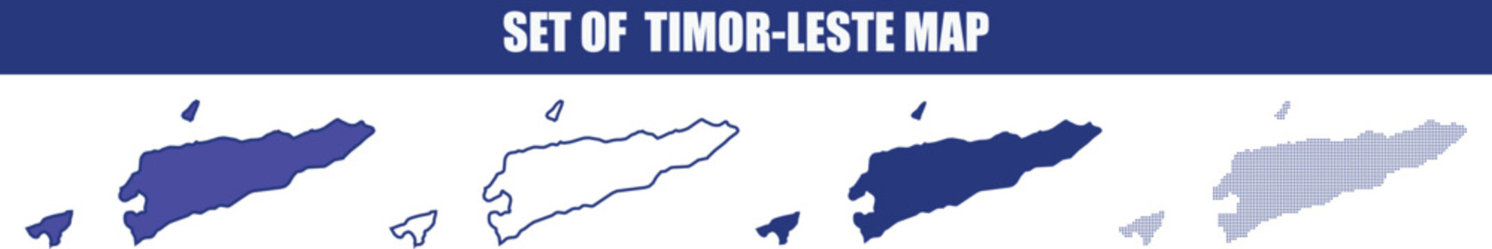 Timor-leste map set in multiple vector graphic styles with geography
