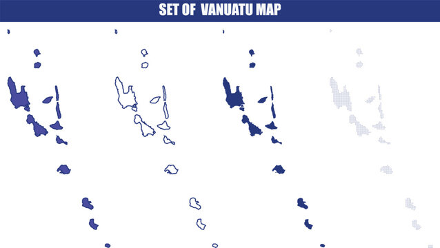 Set of vanuatu map variations vector graphic elements with geography