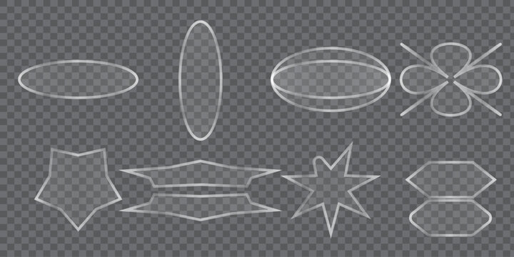 Abstract white line shapes collection on transparent background