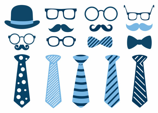 Collection Of Hats Glasses Ties And Mustaches Vector Illustration