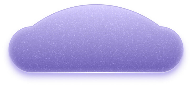 Purple neon cloud button with glow sparkle glitter for cloud shape pill neon button purple cloud glass button glowing ui button on transparent background