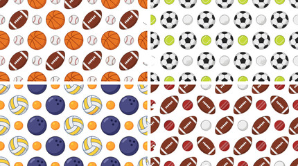 Fototapeta premium Seamless vector pattern set with assorted sports balls