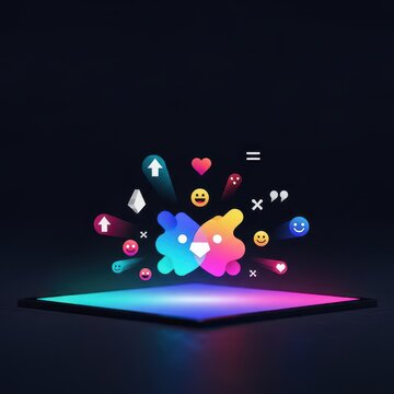 Glowing device screen shows successful digital communication and shared joy. Celebrating positive feedback, instant gratification, and viral happiness online, internet, speed, joyful