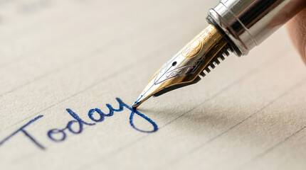 Fototapeta premium Fountain pen writing today on paper