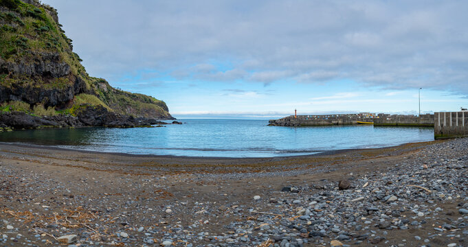 Coastal beach area in Santa Cruz das Flores, Flores Island, Azores, Portugal