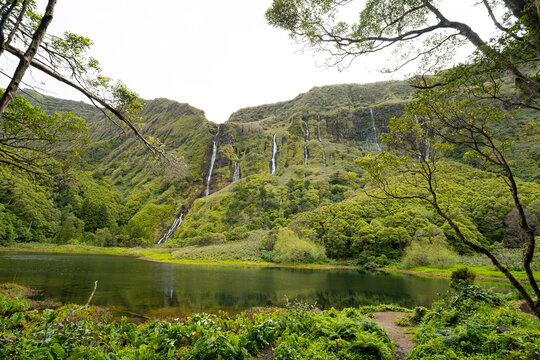 Po&ccedil;o do Ferreiro, lakes and waterfalls in a series on Ilha das Flores, Azores, Portugal.