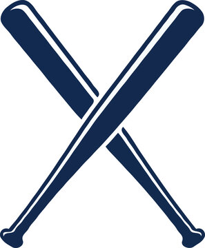 Two crossed baseball bats icon vector dark blue sports equipment logo