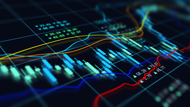 Business economic finances asset system analysis data trend, global trading concept, digital stock market tracking graph screen display