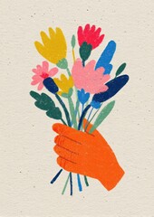 Fototapeta premium Colorful hand holding flowers