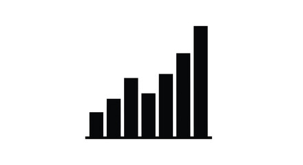 Fototapeta premium Ascending bar graph silhouette on a white background