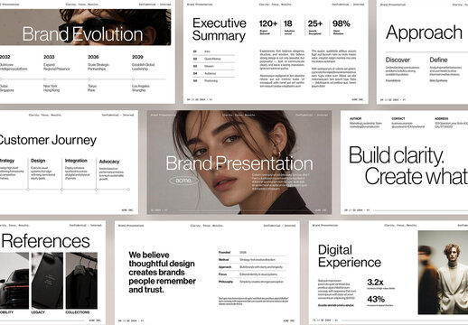 Minimalist Presentation Template, Clean Minimal Corporate Business Pitch Deck in Light White Colors