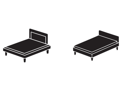 beds with simple headboards and four legs each in black silhouette on white background for interior design and furniture concepts  home decor ideas