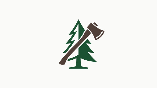 logo Axe beside a pine tree logo.