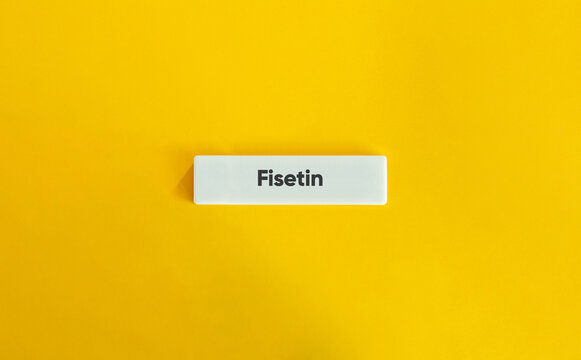 Fisetin supplement name on yellow background