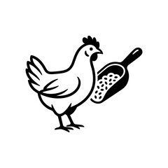 Fototapeta premium Black and white chicken illustration standing.