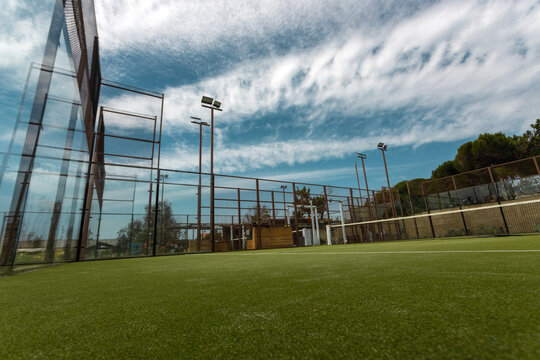 Padel court background. Open tour poster for social media promotion mockup. Advertisement design. Padel Events and tournaments template.