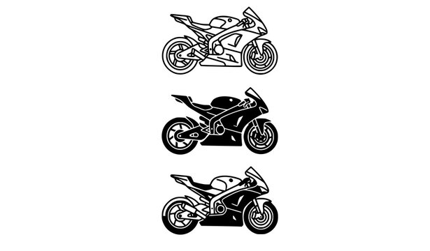 racing, motorbike, motorcycle, superbike, bike, sport, speed, vehicle, transport, icon, outline, fill, flat, vector, editable, silhouette, black, sideview, wheel, helmet, engine, automotive, road, rac