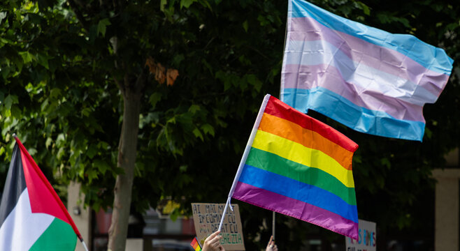 pride with rainbow flag - symbol of love and tolerance