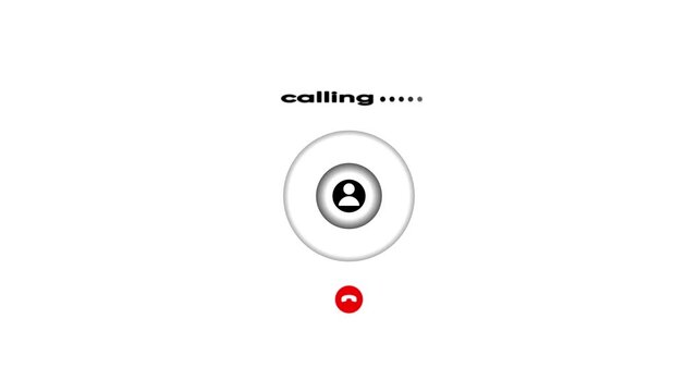 Incoming call screen interface animation with animated calling text and user profile phone interface