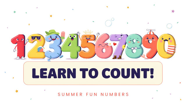 Colorful number cards from one to ninety with playful learning background Vector