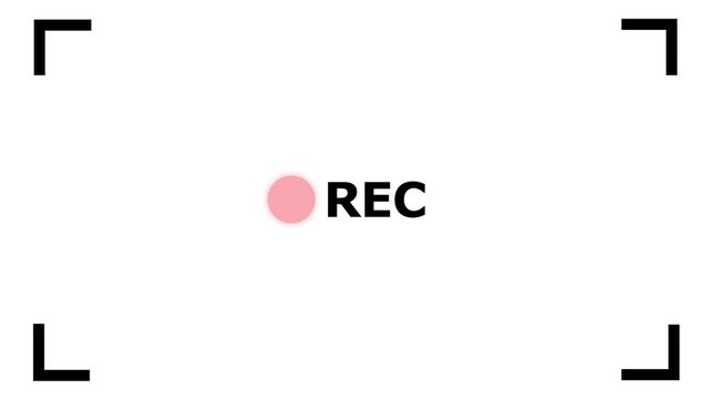 Digital camera recording overlay with blinking red rec indicator and viewfinder frame