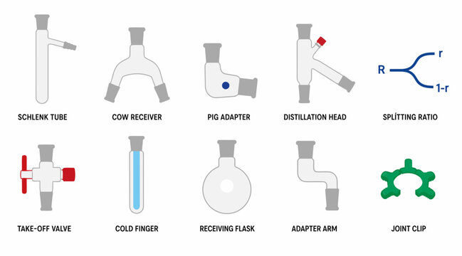 Laboratory Glassware and Equipment Vector Illustration Set.