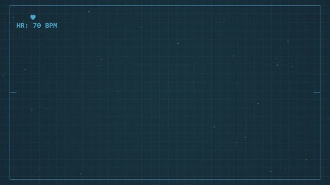 Digital heart rate monitor overlay with scanning grid and health data