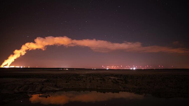Cottbuser Ostsee bei Nacht w&auml;hrend der Flutungsphase 2020