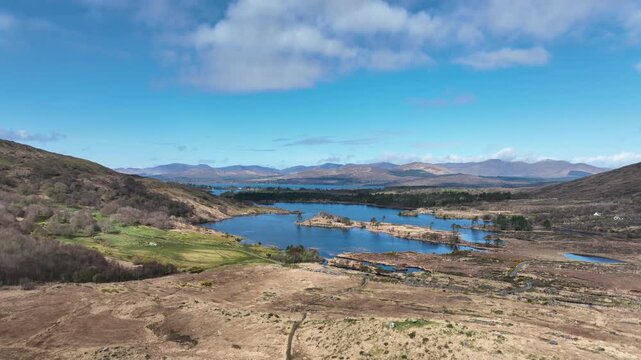 Ireland epic locations Kerry mountains looking across Kenmare Bay to The Ring of Kerry in summer