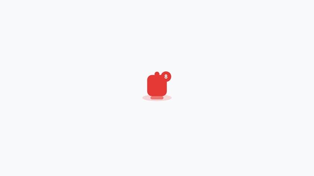 Red Notification Bell Alert Flat Design Loop