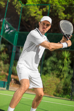 Dynamic padel action shot for fitness campaigns ads and event promotion