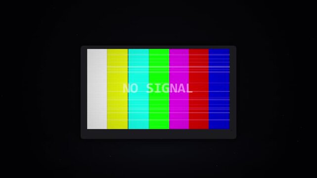 No signal television test pattern on a digital screen background