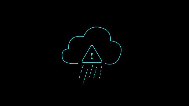 Animated raining cloud minimal flat weather icon loop with soft blue droplets falling clean white background pores alpha channel 