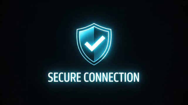 Neon Shield Icon Graphic Representing Secure Connection and Cyber Security Protection against System Failure Hacked