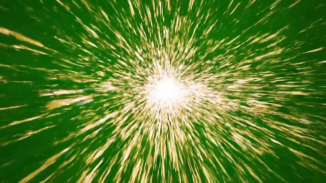 Bright light explodes outwards from a central point, creating a dynamic burst of energy and motion.