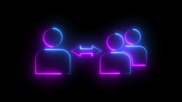 3 contact icon with man icon animation on a black background. ant 4k video 