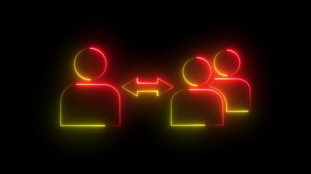3 contact icon with man icon animation on a black background. ant 4k video 